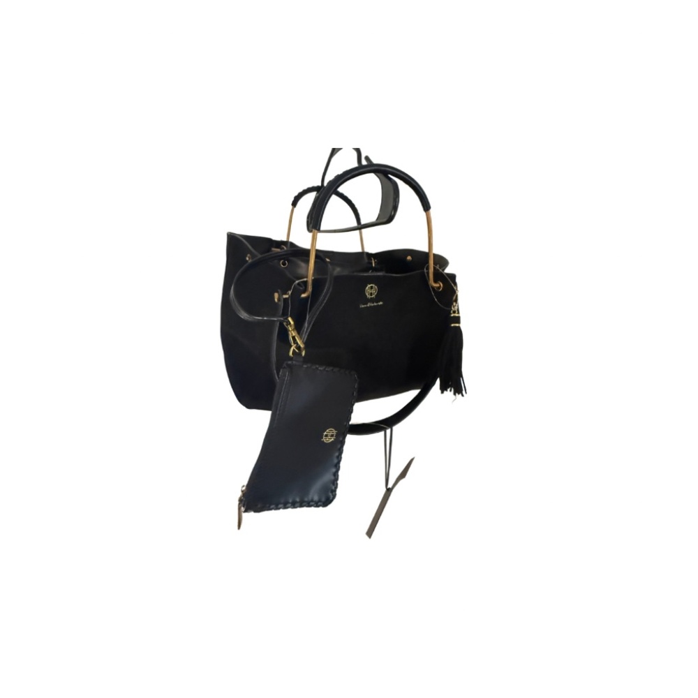 House of Harlow 1960 Black Bucket Tote Bag with Gold Hardware - NWT - Picture 2 of 4